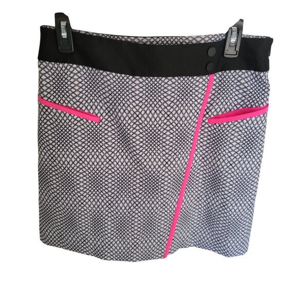Annika Cutter & Buck Women’s Skort US 8 EU 38 Black White & Pink Mesh Print - Picture 5 of 7